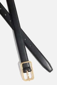 Rounded Rectangle Slim Faux Leather Belt