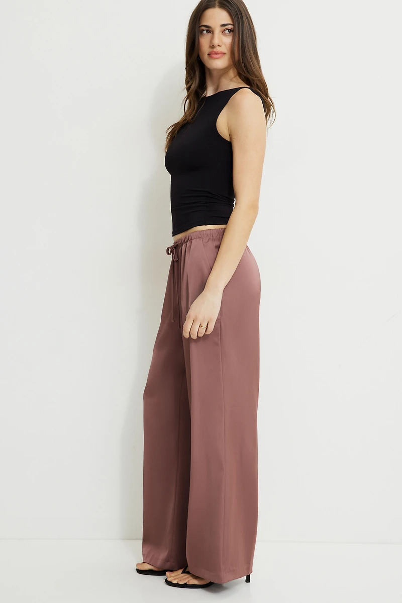Pantalon Leo en satin à jambe large