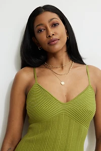 Layered Diamond Cut Pendant Necklace