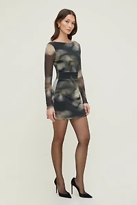 Katia Mesh Long Sleeve Mini Dress