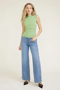 Shirred Mini Mock Cotton Spandex Top