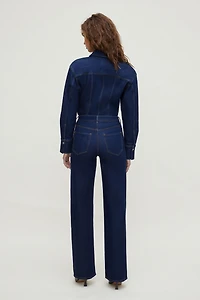 Chemise en denim cintrée extensible