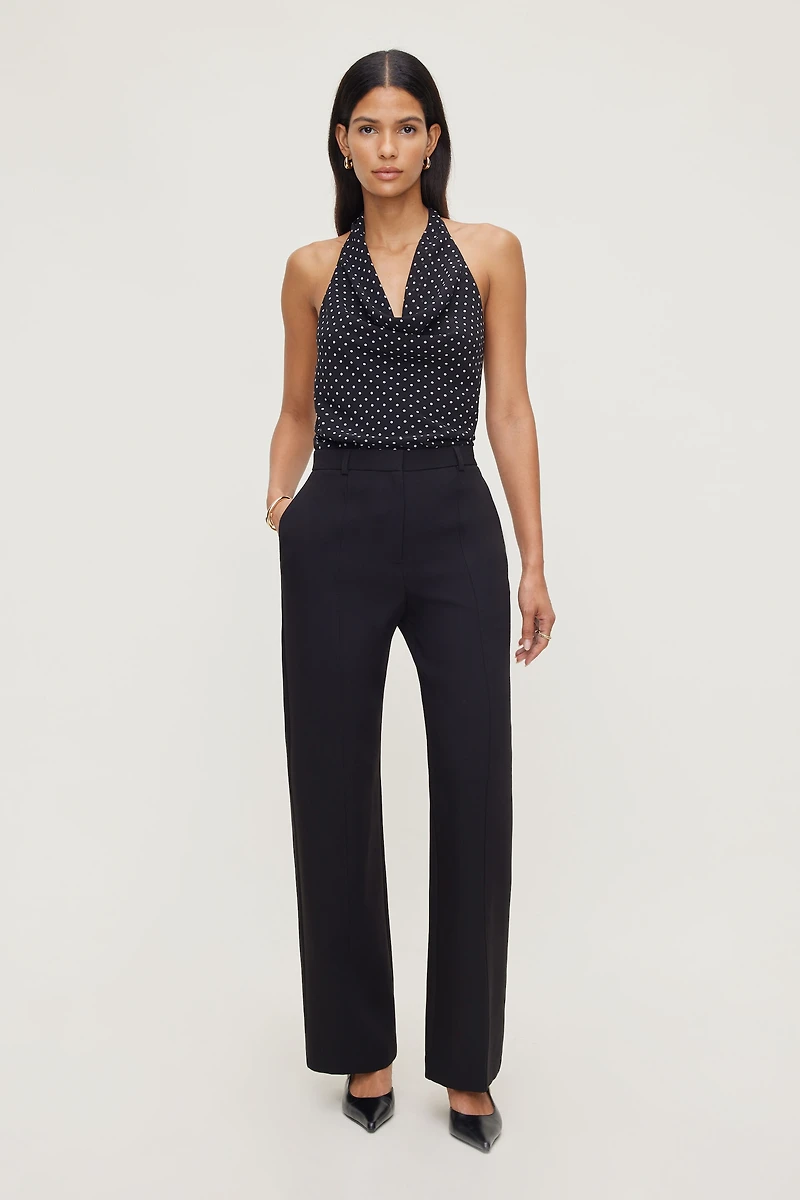 Pantalon surpiqué à jambe droite