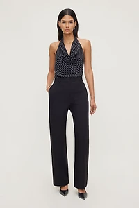 Pantalon surpiqué à jambe droite