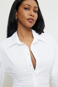 Cinched Waist Poplin Shirt