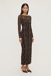 Robe maxi en maille à pois