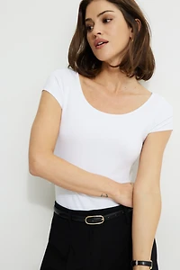 T-shirt en jersey à col échancré