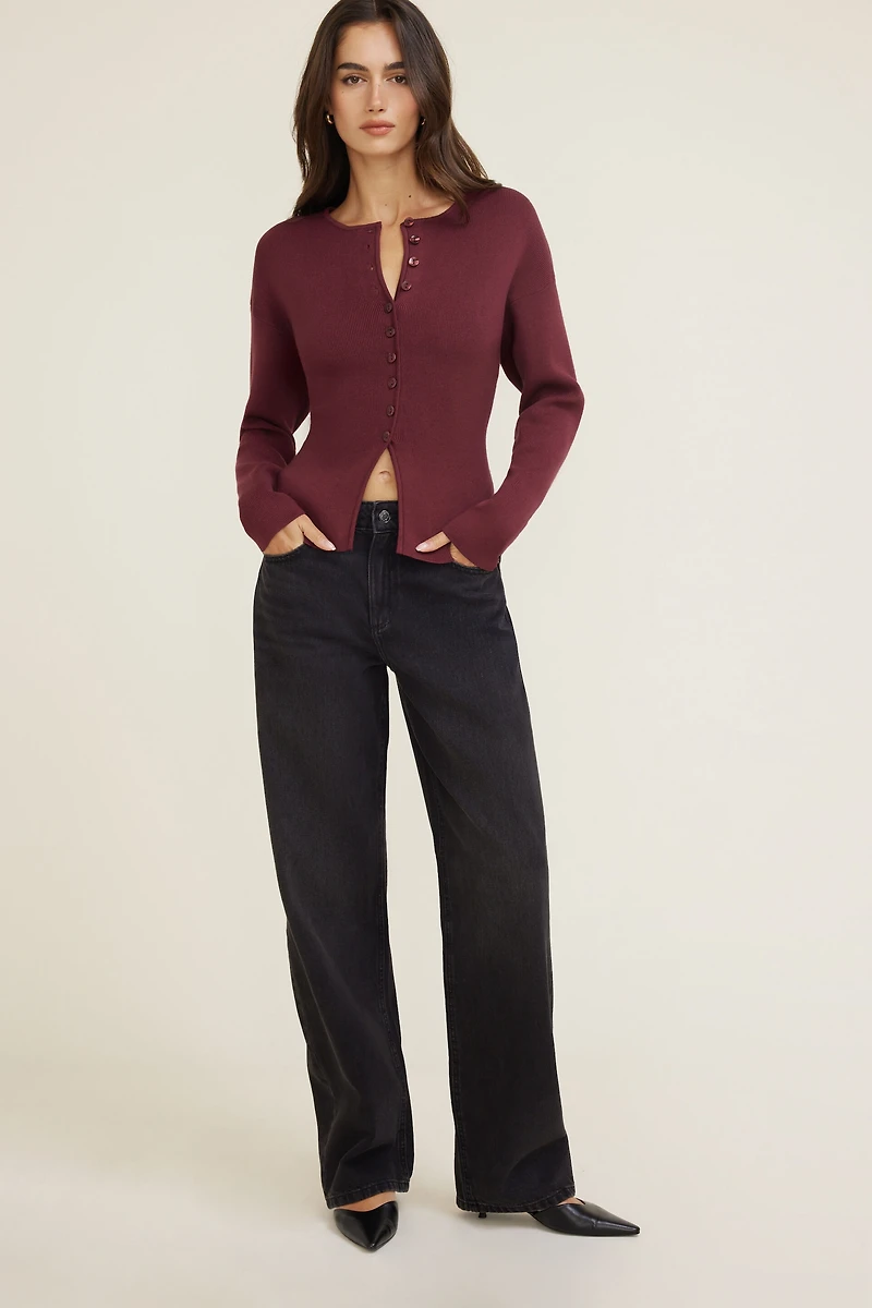 Cardigan ajusté à épaules tombantes