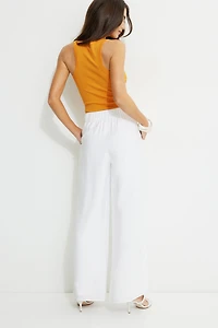 Pantalon fluide à enfiler jambe large