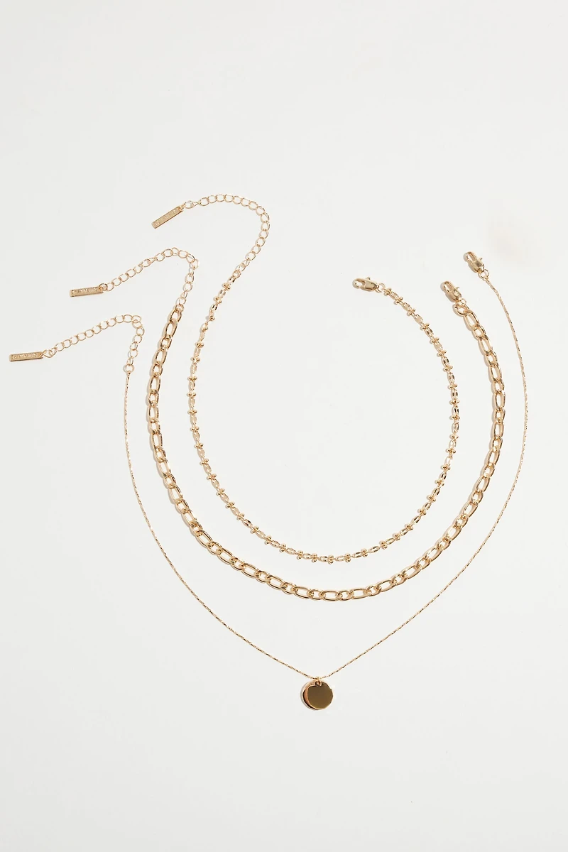 Layered Diamond Cut Pendant Necklace