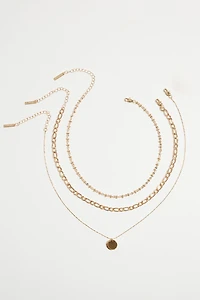 Layered Diamond Cut Pendant Necklace