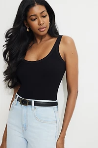 Ribbed Scoop Neck Bodysuit