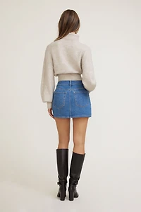 High Rise Denim Mini Skort