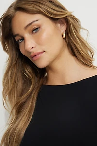Chunky Ribbed Hoop Earrings