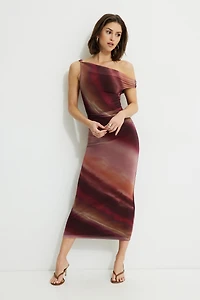 Robe maxi en maille à épaules dégagées