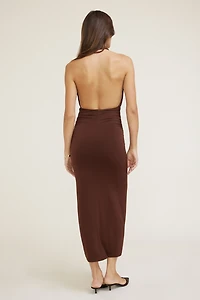 Robe maxi à col châle licou Sculpt