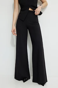 Pantalon à jambe large en tricot point de Rome