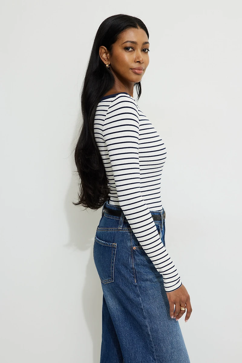 Ribbed Long Sleeve T Shirt