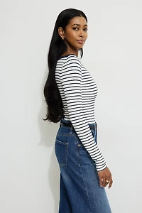 Ribbed Long Sleeve T Shirt