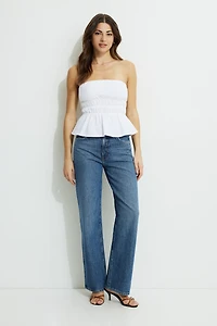 Peplum Poplin Tube Top