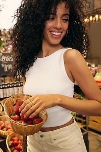 Camisole en tricot côtelé à dos échancr