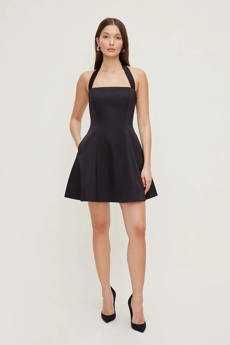 Amaya Satin Halter Mini Dress