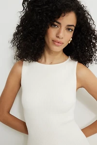 Lucia Ribbed Drop Waist Mini Sweater Dress