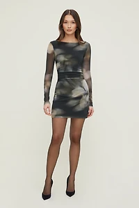 Katia Mesh Long Sleeve Mini Dress