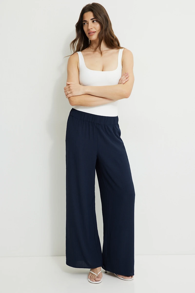 Wide Leg Pull On Pants