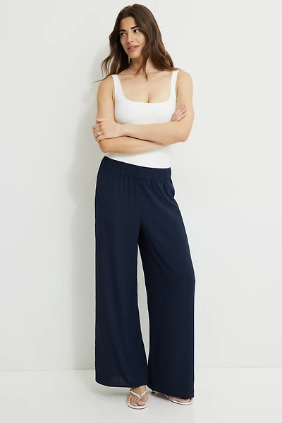Wide Leg Pull On Pants