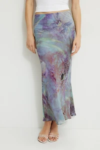 Printed Mermaid Maxi Skirt