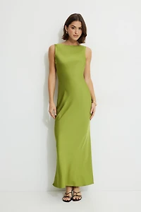 Open Back Satin Maxi Slip Dress