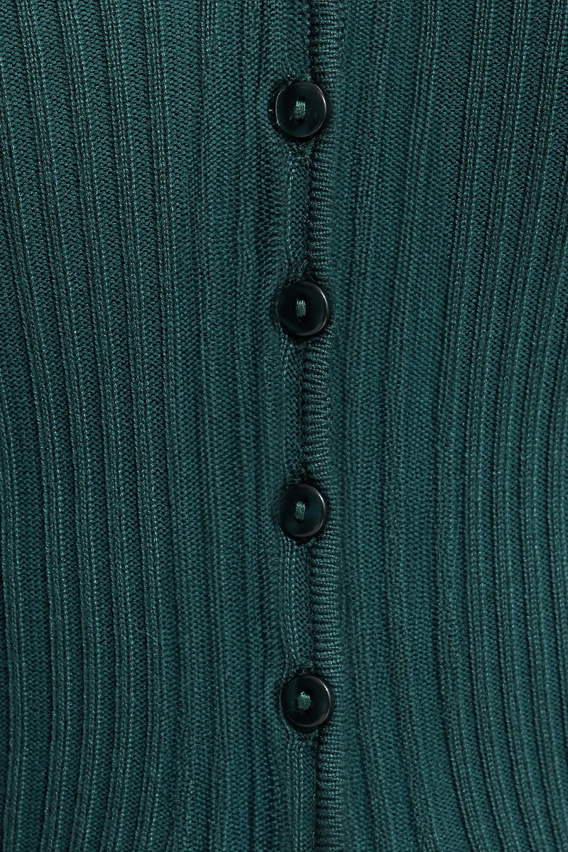Cardigan côtelé ouvert à l’avant