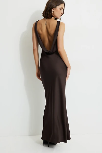 Open Back Satin Maxi Slip Dress