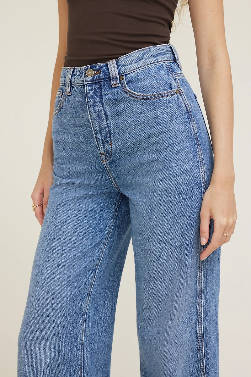 Jean à taille ultra-haute et jambe large colonne Lennon