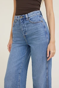 Jean à taille ultra-haute et jambe large colonne Lennon