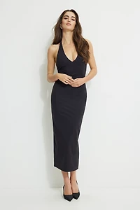 Plunging Halter Maxi Dress