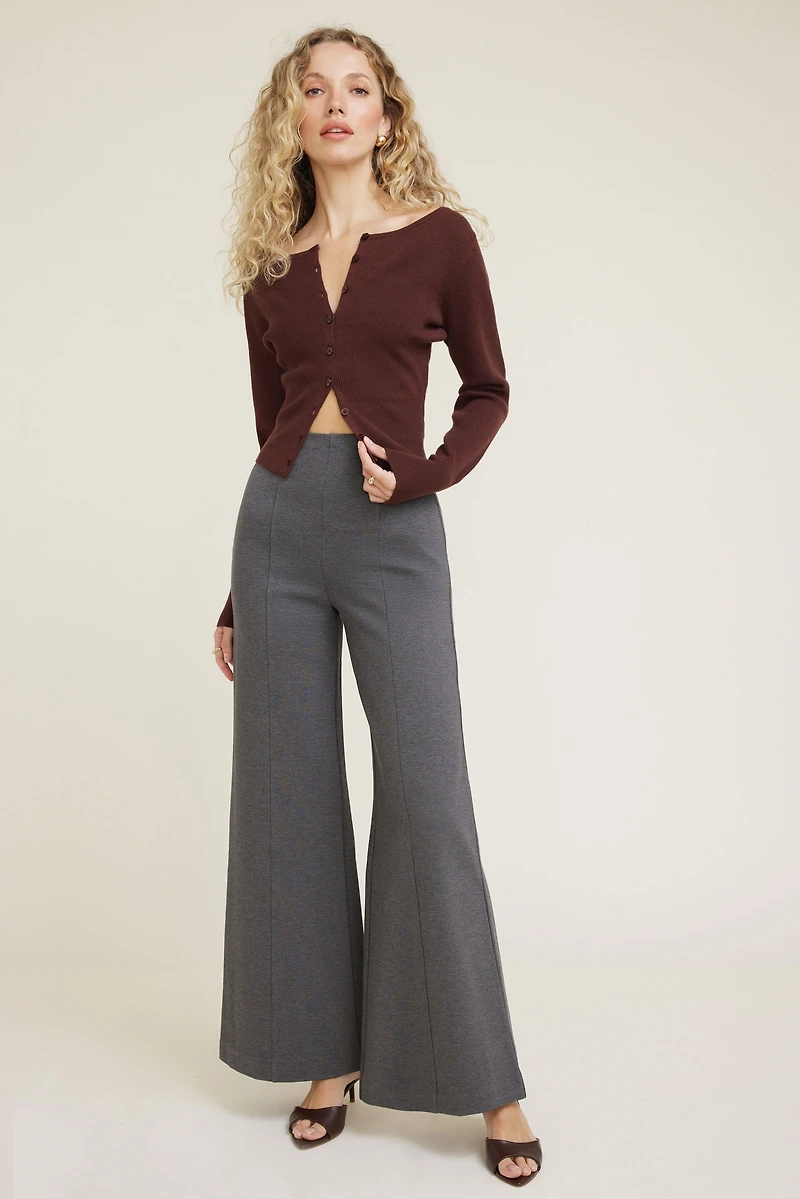 Pantalon à jambe large en tricot point de Rome