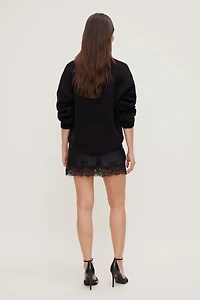 Lace Satin Mini Skirt