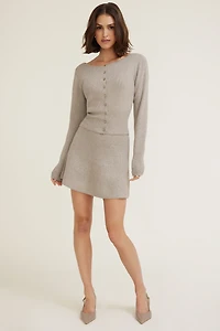 A Line Rib Knit Mini Skirt