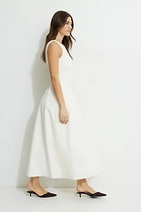 Robe maxi évasée en tricot point de Rome
