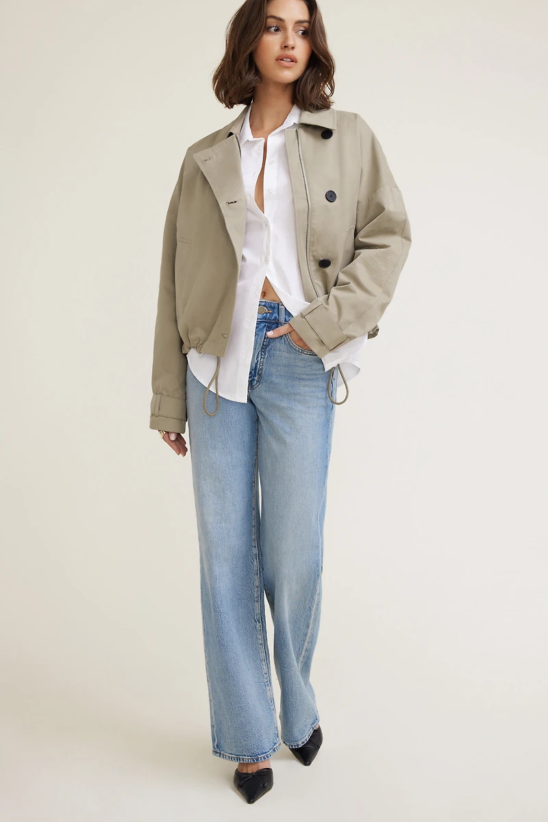 Asymmetric Short Trench Coat
