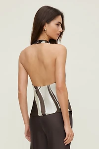 Blouse licou à col châle en satin Camila