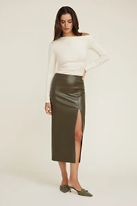 Marlow Faux Leather Midi Skirt