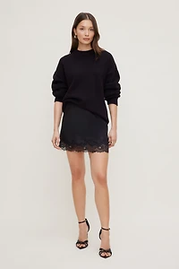 Lace Satin Mini Skirt