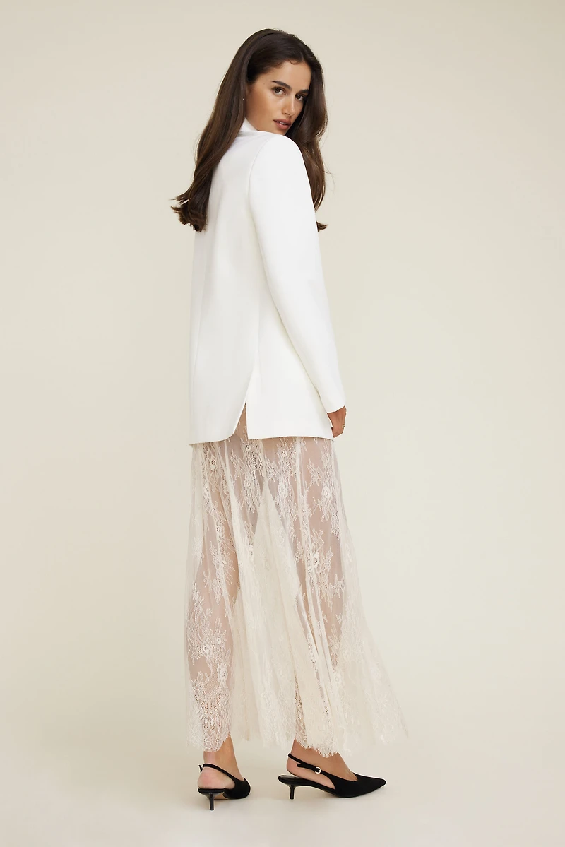 Jupe maxi diaphane en dentelle