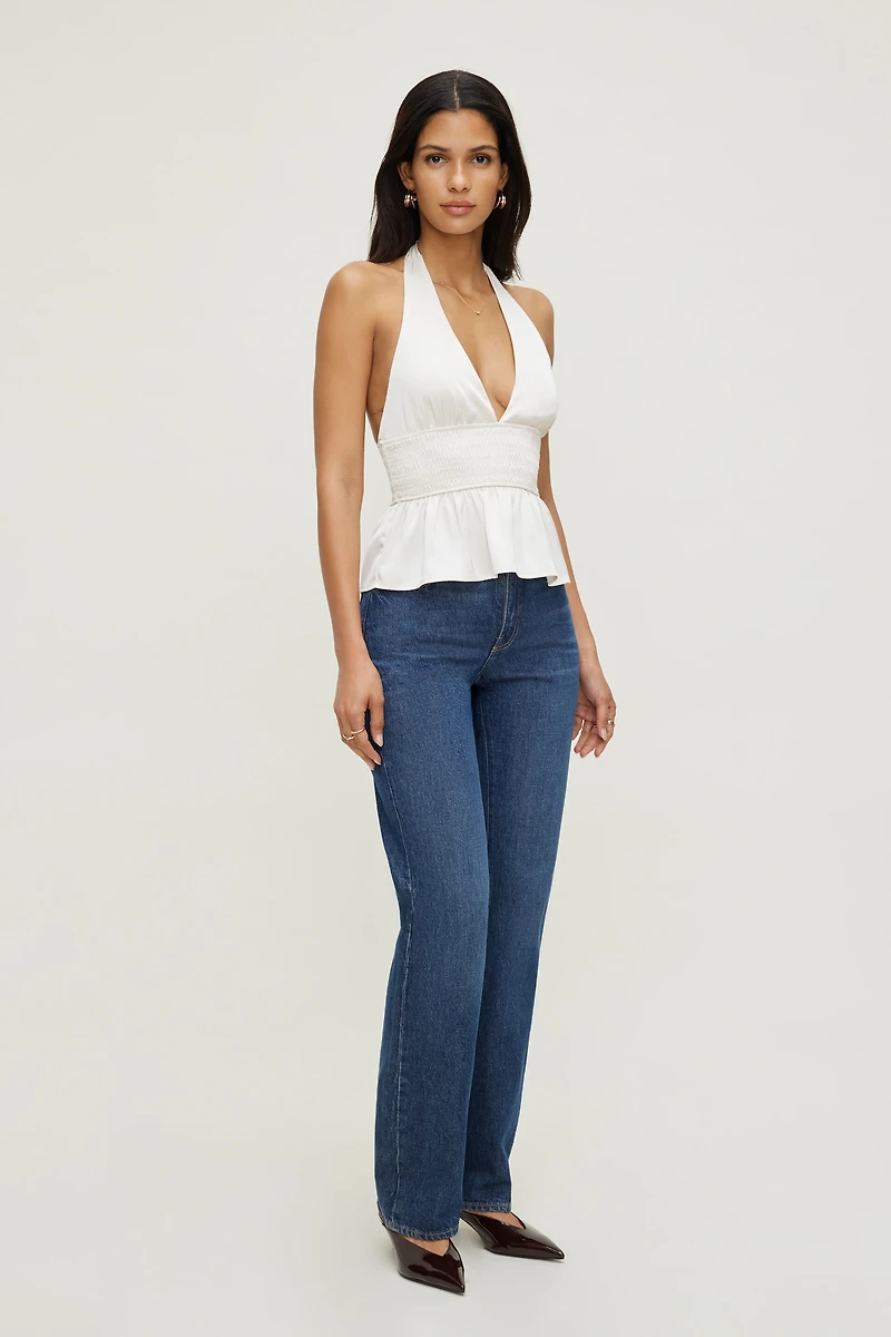 Plunge Satin Halter Top