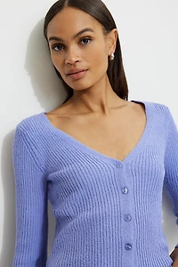 Mila Ribbed V Neck Cardigan