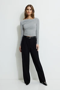 Draped Long Sleeve T Shirt