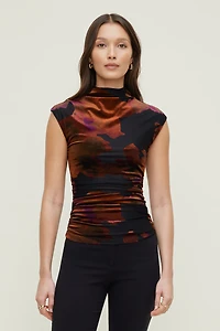 Haut à manches cap et effet usé